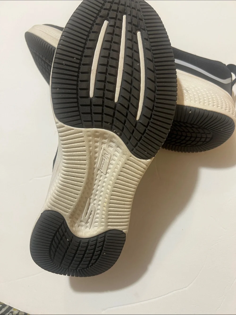 Skechers Black Slip-On Knit Sneakers with White Sole